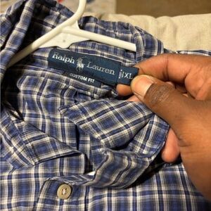 Ralph Lauren Navy and White Checkered Men's Shirt